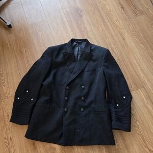 Vintage US Navy Uniform Service Dress Black navy blue Coat Jacket mens large